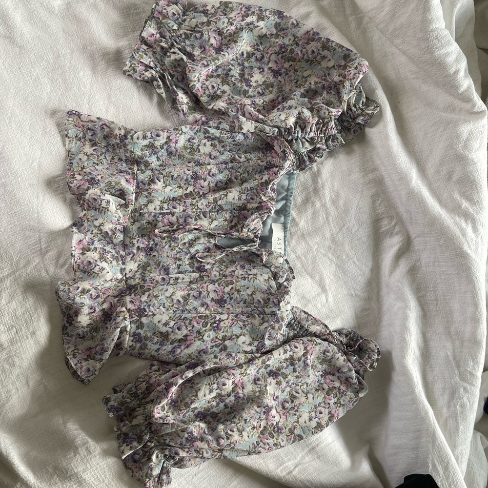 Astr Ruffled Floral Top in Pastel Hues